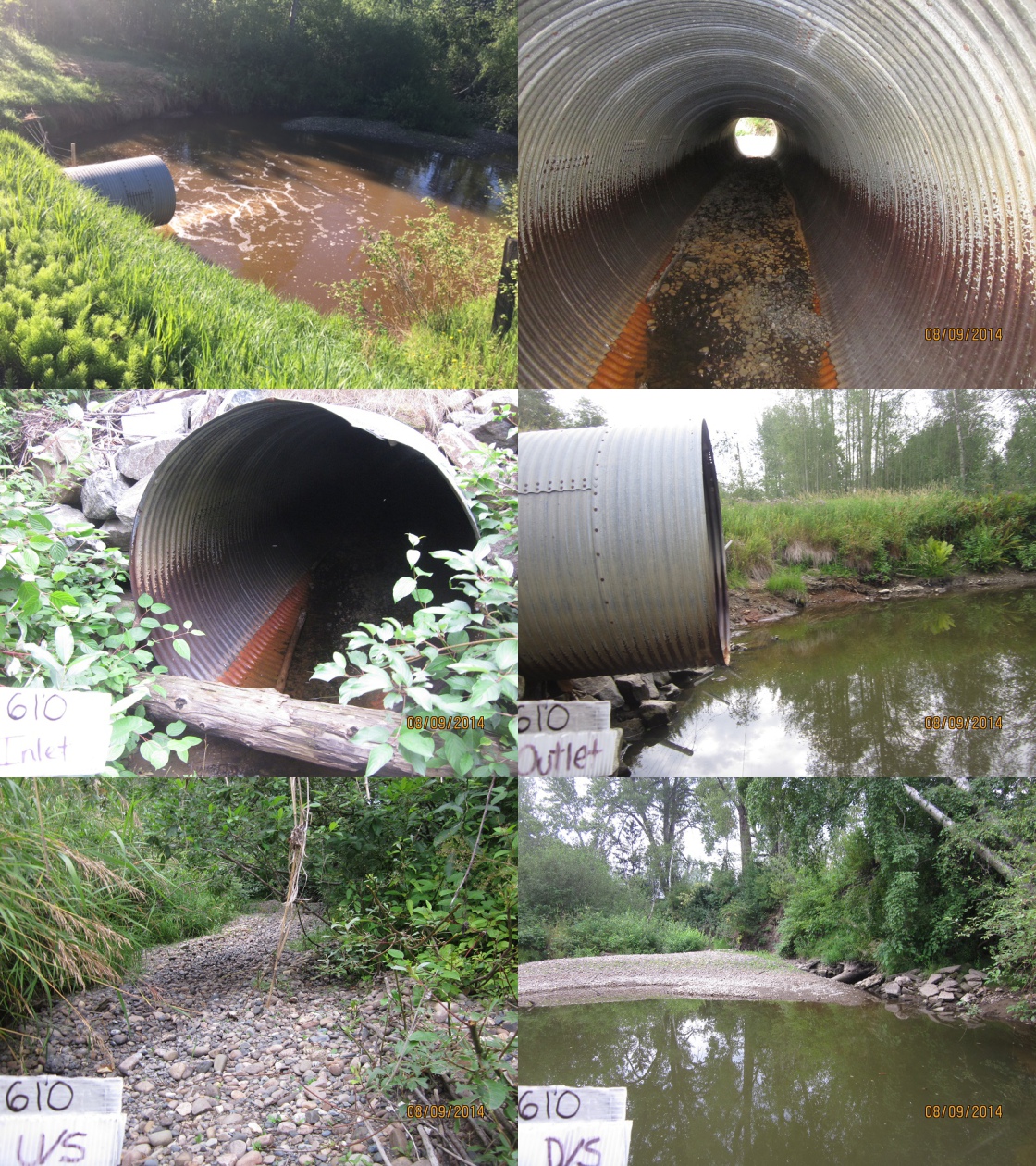 Photos of culverts on Cross Creek taken in August 2014 before remediation of site.