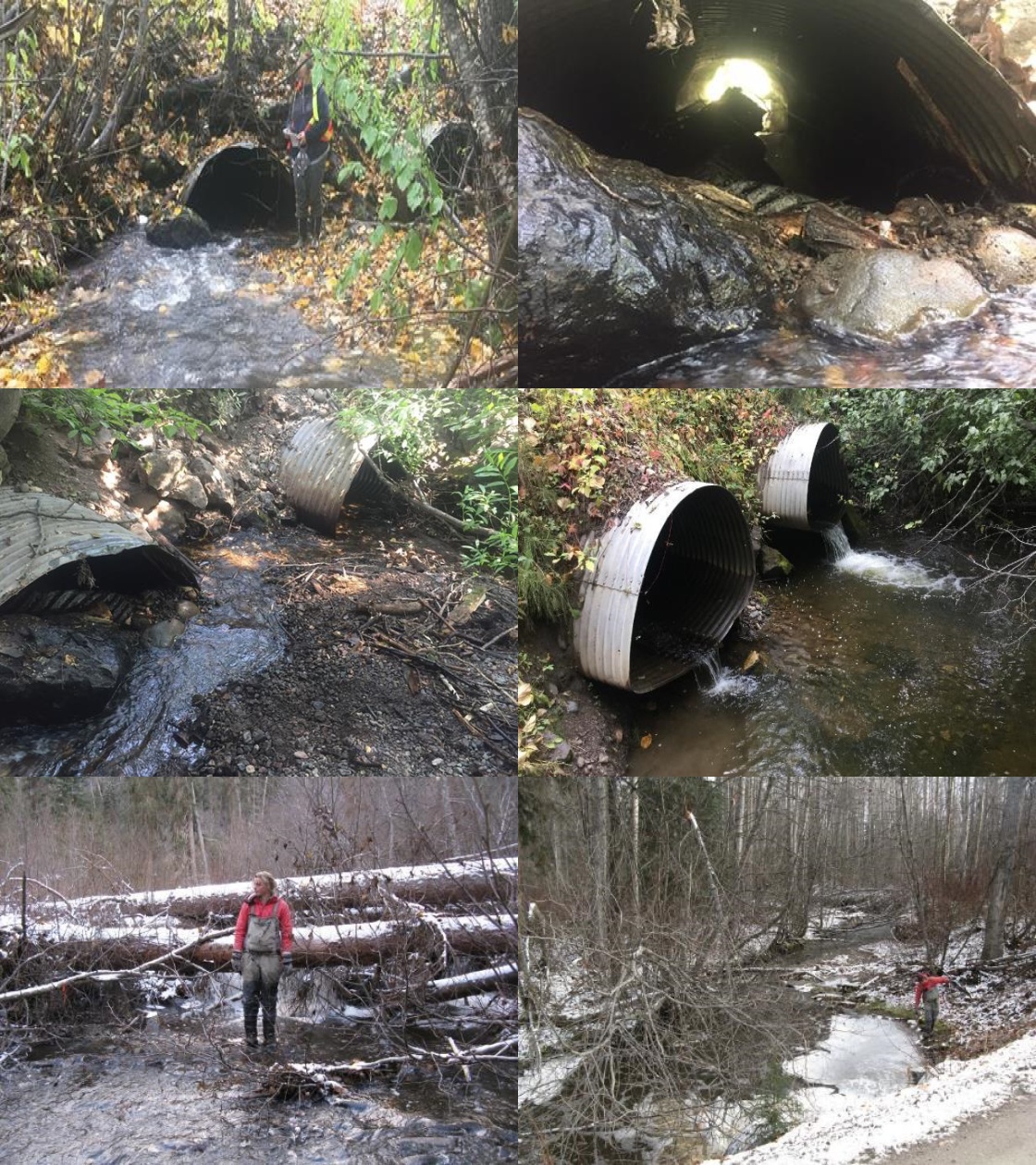 Photos of culverts on Cross Creek taken in November 2017 before remediation of site.