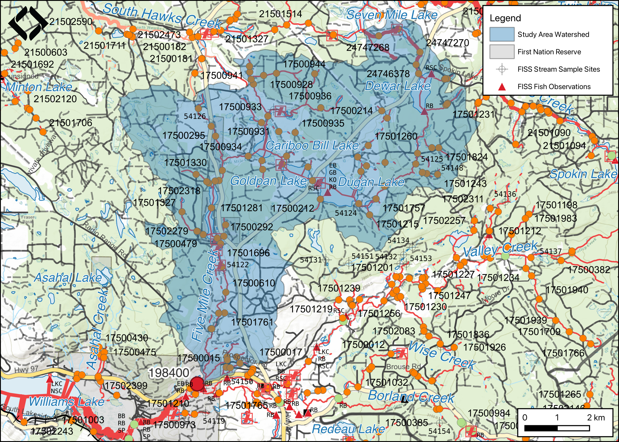 Map of Five Mile Creek watershed.