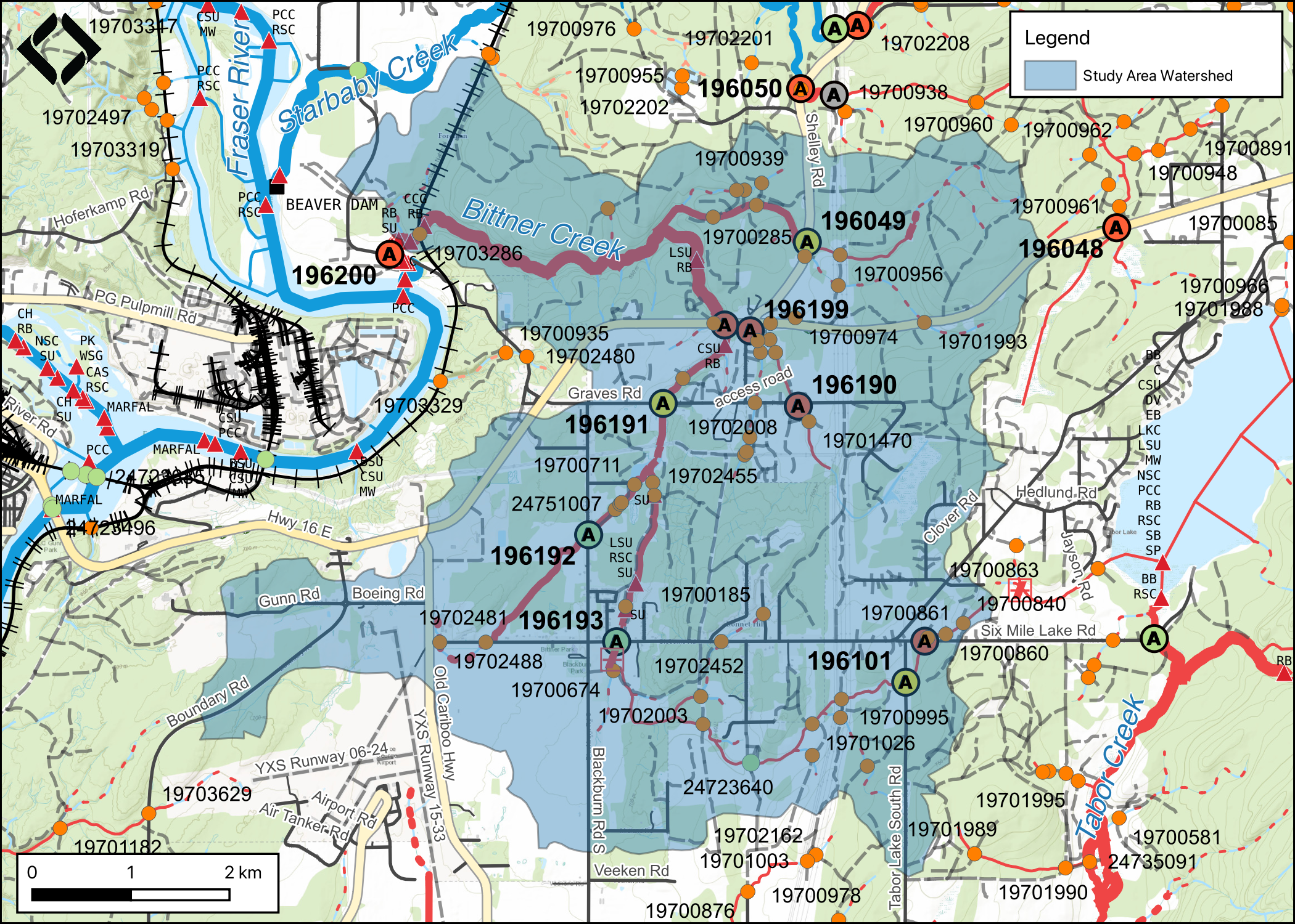 Map of Bittner Creek watershed.