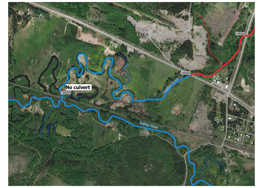 Location of potential location of crossing 198090 which was not present in the field.